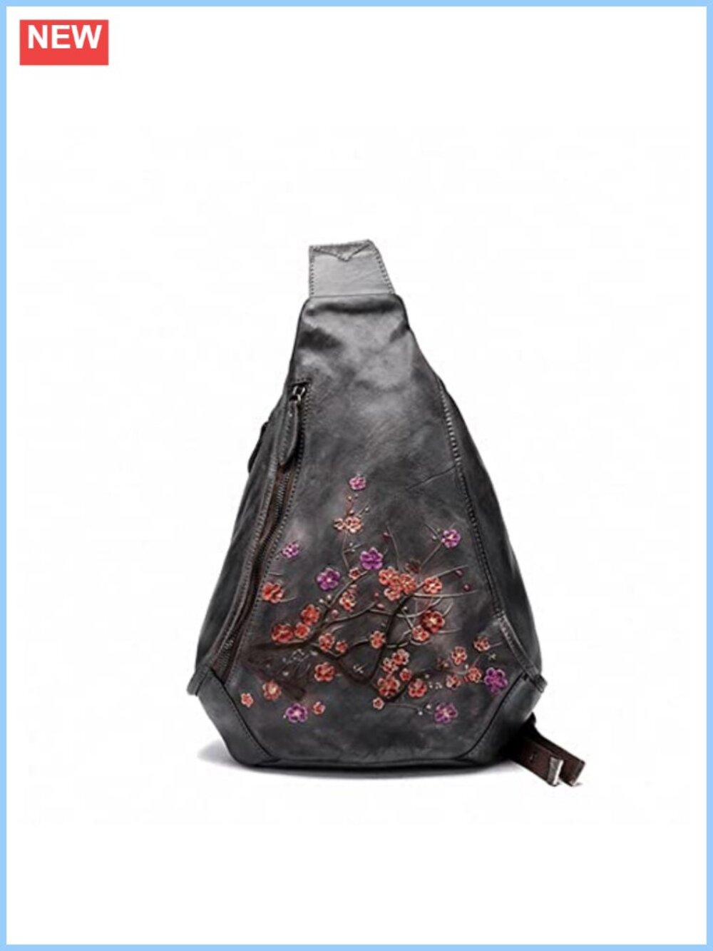 Genuine Full-Grain Cow Leather Sling Bag Vintage Crossbody Backpack
